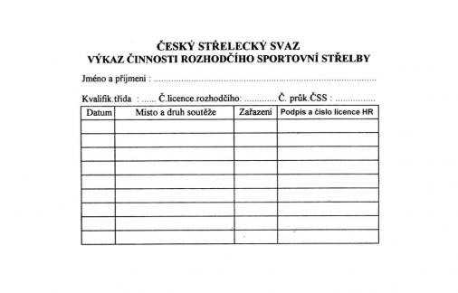 Výkaz činnosti sportovního rozhodčího